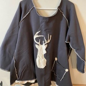Farmhouse Frocks Deer with antlers sweatshirt. XXXL